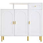 Chest of Drawers with Metal Handles, 1 Drawer, 3 Doors, on Metal Feet, White