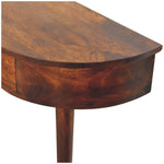 Solid Wood Console, Backless Mounted 1 Drawer, Dark Brown