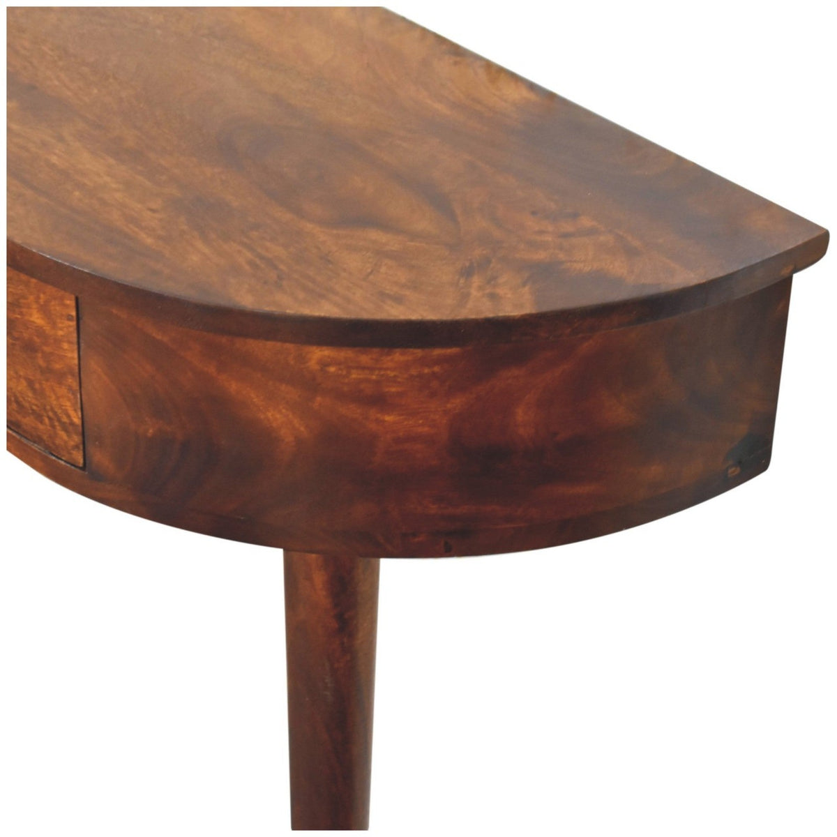 Solid Wood Console, Backless Mounted 1 Drawer, Dark Brown