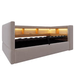 Hydraulic Sleeper Sofa Bed 90x190cm with LED & Storage, Dark Grey