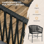 Garden Chairs Set of 2 Cushioned Boho Style Metal Frame, Black