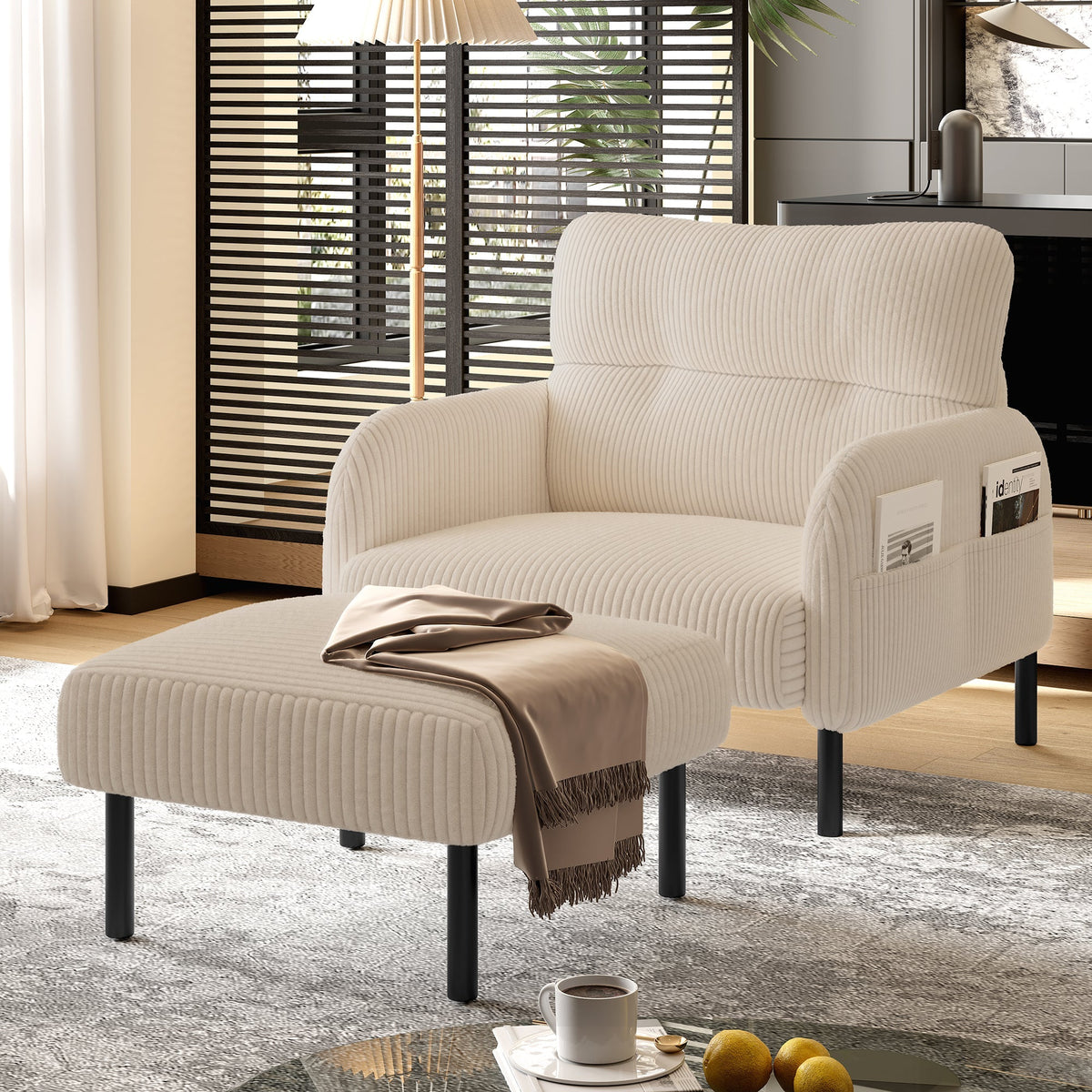 Premium Corduroy Stool - Metal Frame, Velour Cover - Corduroy