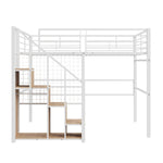 Loft Bed, Safety Ladder & Storage, White
