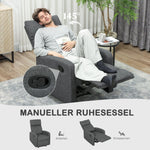 Recliner Chair, Adjustable Leg Rest, Living Room, Fabric, Grey