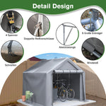 Garage Tent 244x241x217cm, Waterproof Tool & Bicycle Shed, Gray