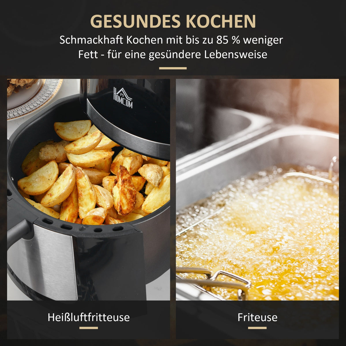 4L Air Fryer, 12 Programs, 60-Min Timer, Non-Stick Basket, Black