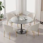 Dining Chairs Set of 4 with Gold Legs, Beige Chenille