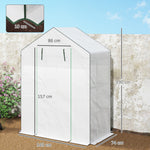 Greenhouse, Roll-Up Door, Window, Shelves, 143x74x190cm, White