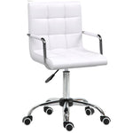 Office Chair, Height-Adjustable Ergonomic Swivel Executive, PU White