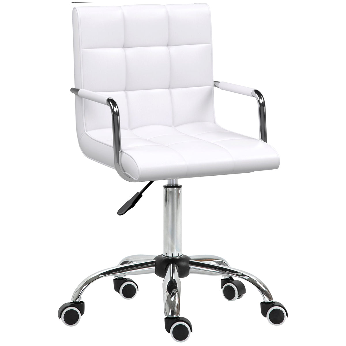 Office Chair, Height-Adjustable Ergonomic Swivel Executive, PU White