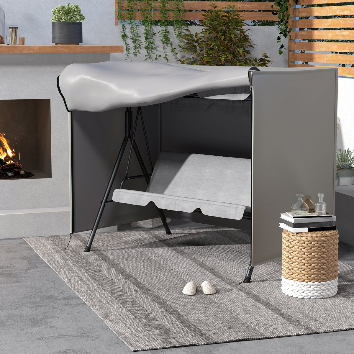 Garden Swing Cover, Protective, Waterproof, Sun Protection, Oxford Grey
