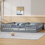 Panel Bed with Guardrails and Slatted Base, 90 x 200 cm, Grey Pine Wood
