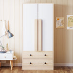 Wardrobe 70x40x170cm Double Door Design Drawers Storage, Wood Color/White