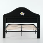 Full Upholstered Platform Bed Frame, 140x200cm, Velvet Gray