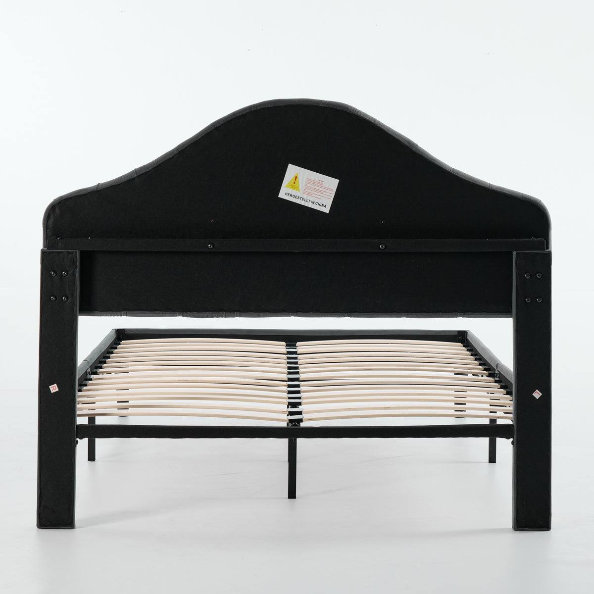 Full Upholstered Platform Bed Frame, 140x200cm, Velvet Gray