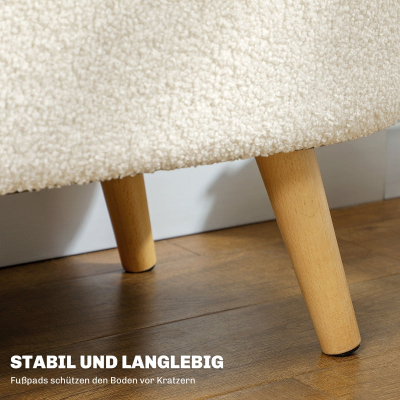 Storage Bench Footstool with Lid, Fabric Cover, White