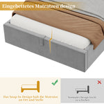 Upholstered Bed 90x200cm with Storage & USB, Grey Velvet