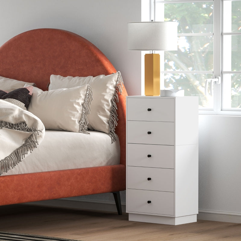 Chest of Drawers Sideboard, 5 Drawers, Wood, White