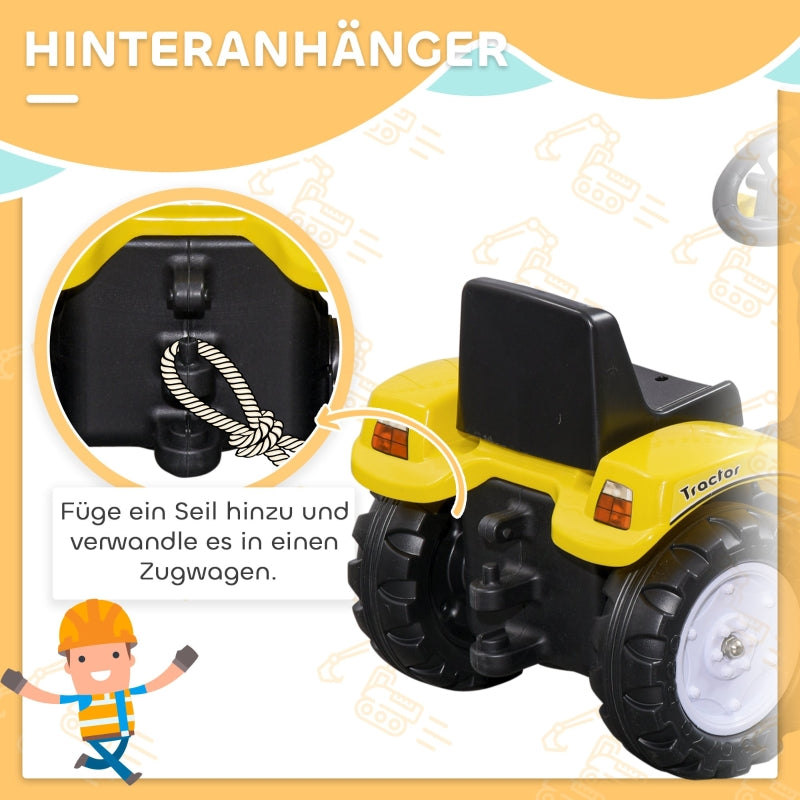 Children's Wheel Loader with Movable Shovel and Pedal Drive, Yellow Metal Frame