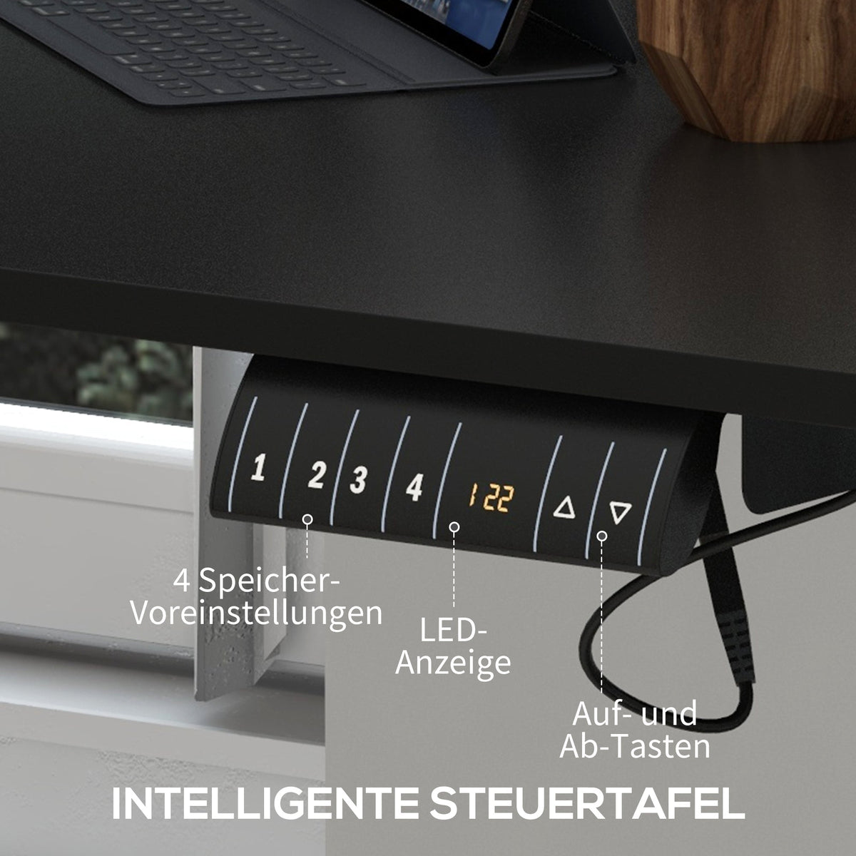 Electric Sit-Stand Desk, Anti-Collision Memory Options 140x70cm, Chipboard Black