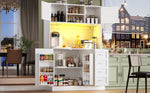 Buffet Sideboard with LED Lighting, Snack Shelf and Drink Holders, Green, Black and White