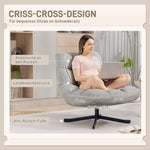 Swivel Lounge Chair with Wide Seat, Water-Repellent, Crossed Steel Legs, Light Grey