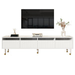 TV Cabinet 178cm, Minimalist Design, 4 Drawers, White MDF & Acrylic