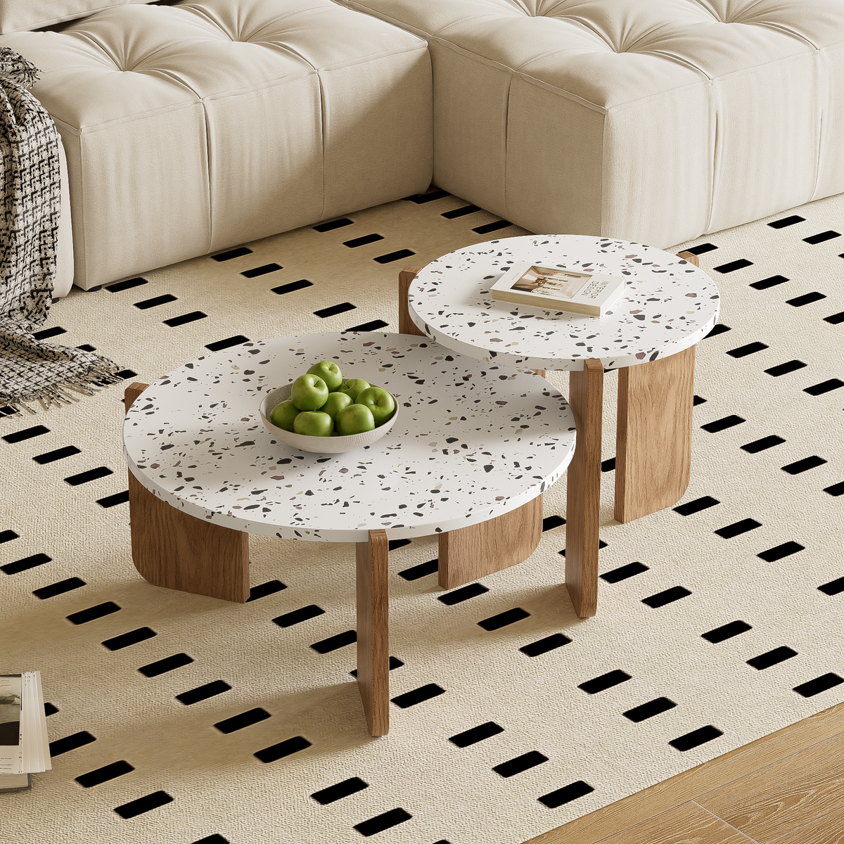 Modern Modular Coffee Table Set of 2 for Living Room, Sofa Side, Balcony