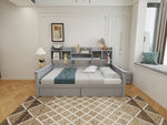 Sofa Bed 90x200 with Drawers & Shelves, Solid Wood Grey