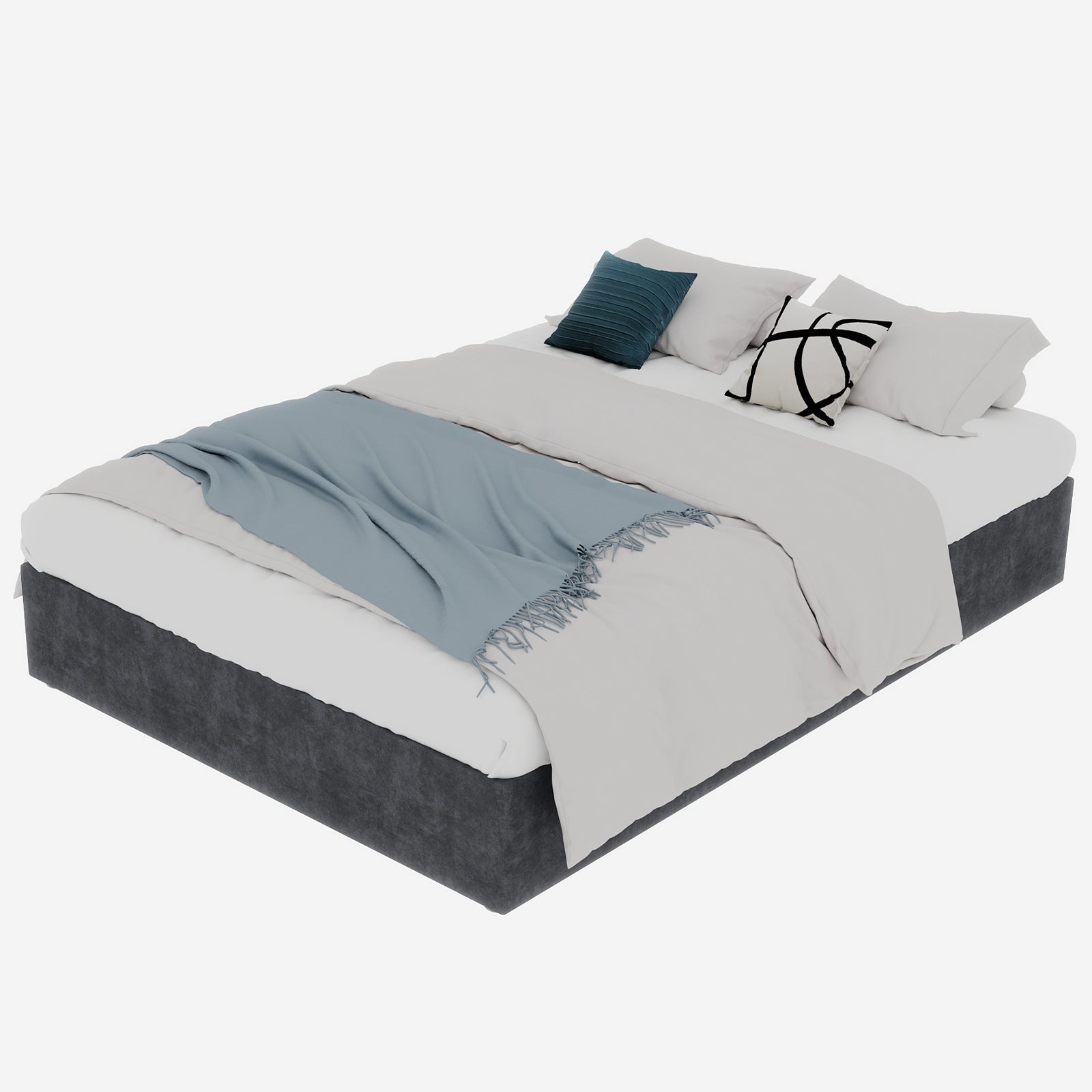 Bed Frame 160x200CM Gas Lift Storage Gray Dutch Velvet