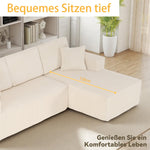 Modular L-shaped Corner Sofa 2-Seater Chaise Longue Corduroy Beige