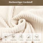 Upholstered Double Bed 180x200cm, Hydraulic Frame, Beige Corduroy