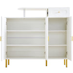 Chest of Drawers with Metal Handles, 1 Drawer, 3 Doors, on Metal Feet, White