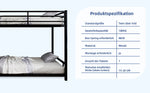 Metal Bunk Bed, Two Single Beds, Heavy-Duty, Quiet, Safety Railing, No Box Spring Required, Metal