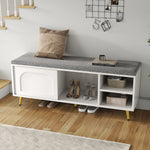 Shoe Bench Storage with Seat Cushion - White