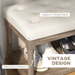 Shoe Bench, Padded Seat, Shoe Rack, Cream