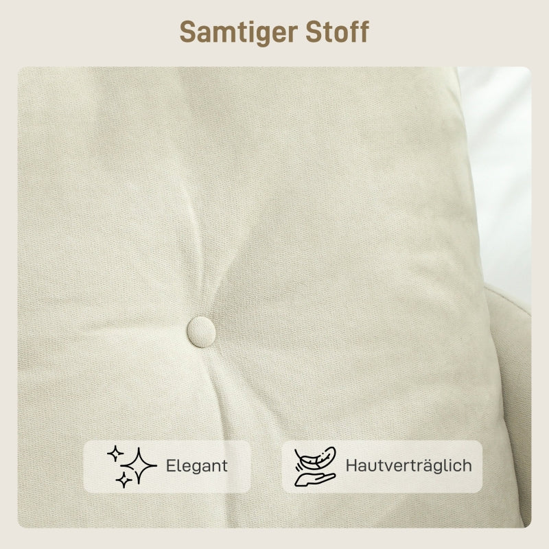 2-Seater Sofa Foam Padded Fabric Cover Metal Frame - Cream White