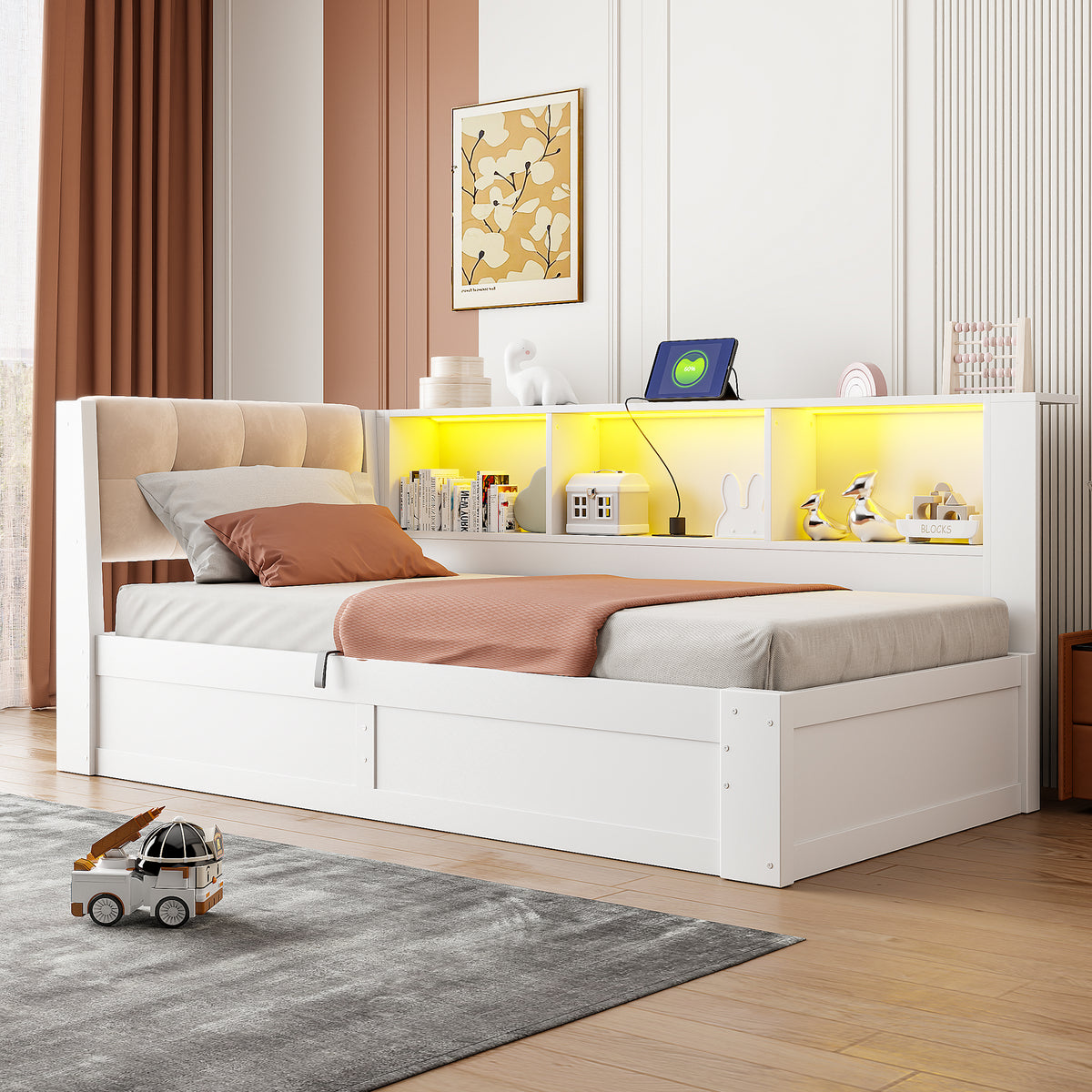 Daybed with Hydraulic Storage 90x200cm Pine Wood White