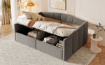 Upholstered Sofa Bed, 140x200cm, Hydraulic Support, Slatted Frame, Armrests, Velvet Fabric, Grey