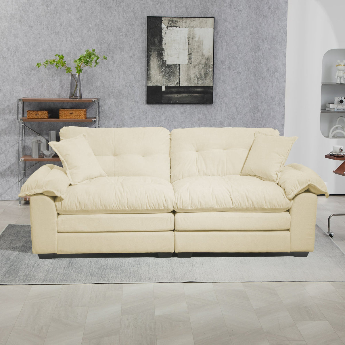 Two-Seater Sofa Deep 213cm Double Layer Cushions - Chenille