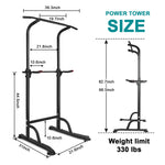 Sport Power Tower, Adjustable Dip Station & Pull Up Bar, 330lbs Capacity, Space-Saving Home