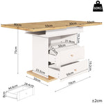 Telescopic Dining Table, Extendable for 4-6 People, White