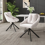 Swivel Dining Chair Modern Ergonomic - Beige Velvet