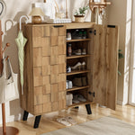 Sideboard Shoe Cabinet with 5 Adjustable Compartments, Wood