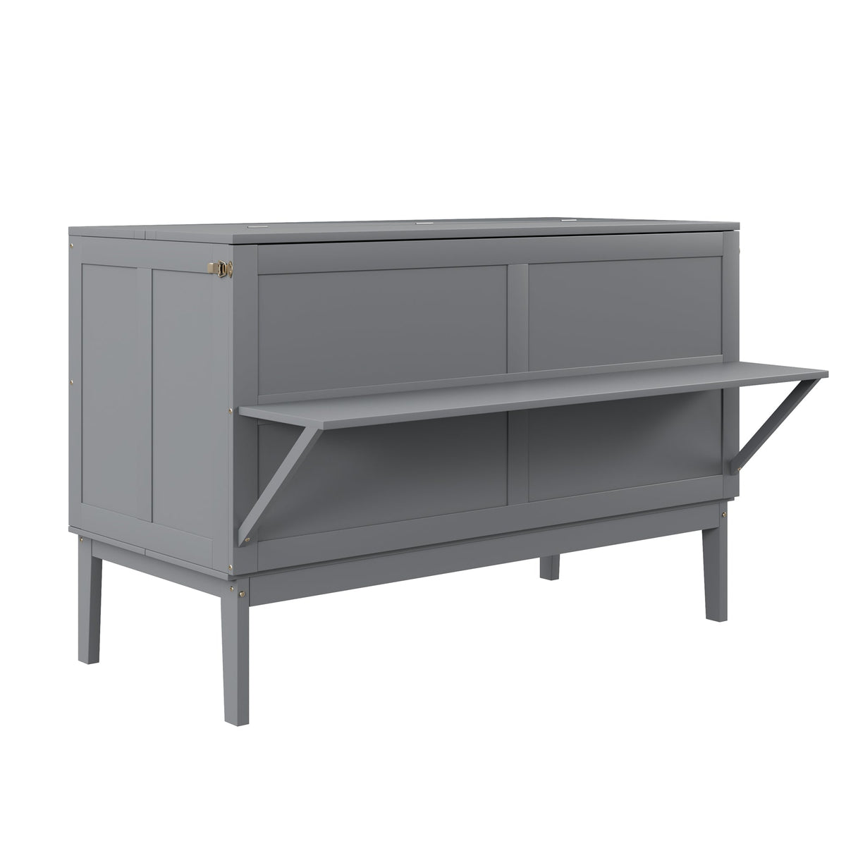 Wall bed 140x200cm with Slatted Base, Folding Vertical Youth Bed, Grey