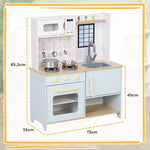 AIYAPLAY Play Kitchen Set with Microwave, Stove, Oven, Utensils, blue