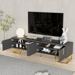 TV Lowboard Textured Door Gold Handles Gold Feet