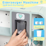Children's Play Kitchen with Ice Maker and Microwave, Wood and Plastic, Blue