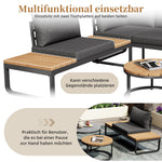 Garden Furniture Set 4-5 Seater with 2 Stackable Coffee Tables Adjustable Legs Galvanized Iron Grey