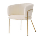 Dining Chair, Set of 6, Leisure and Dressing Chair for Living Room and Bedroom, Metal Legs, Imitation Rabbit Down Beige